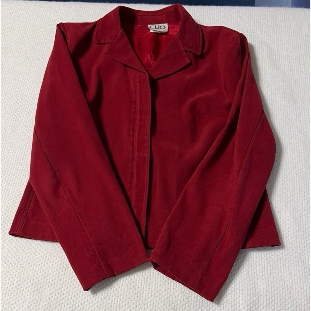 Vintage Clio Petites Red Career Blazer, Petite Small, Made in USA